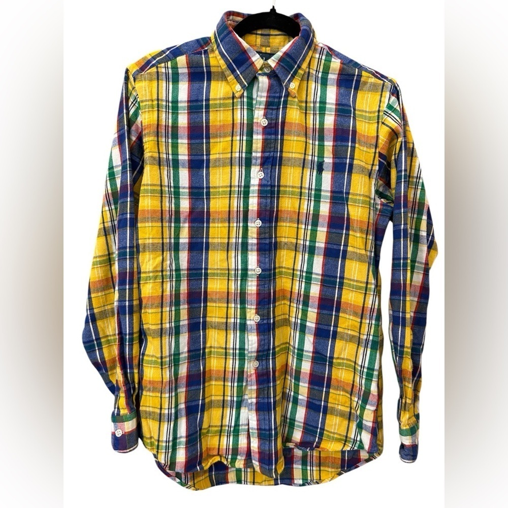 Ralph Lauren Men’s. Yellow and Blue Classic Button Down Shirt. Size small.